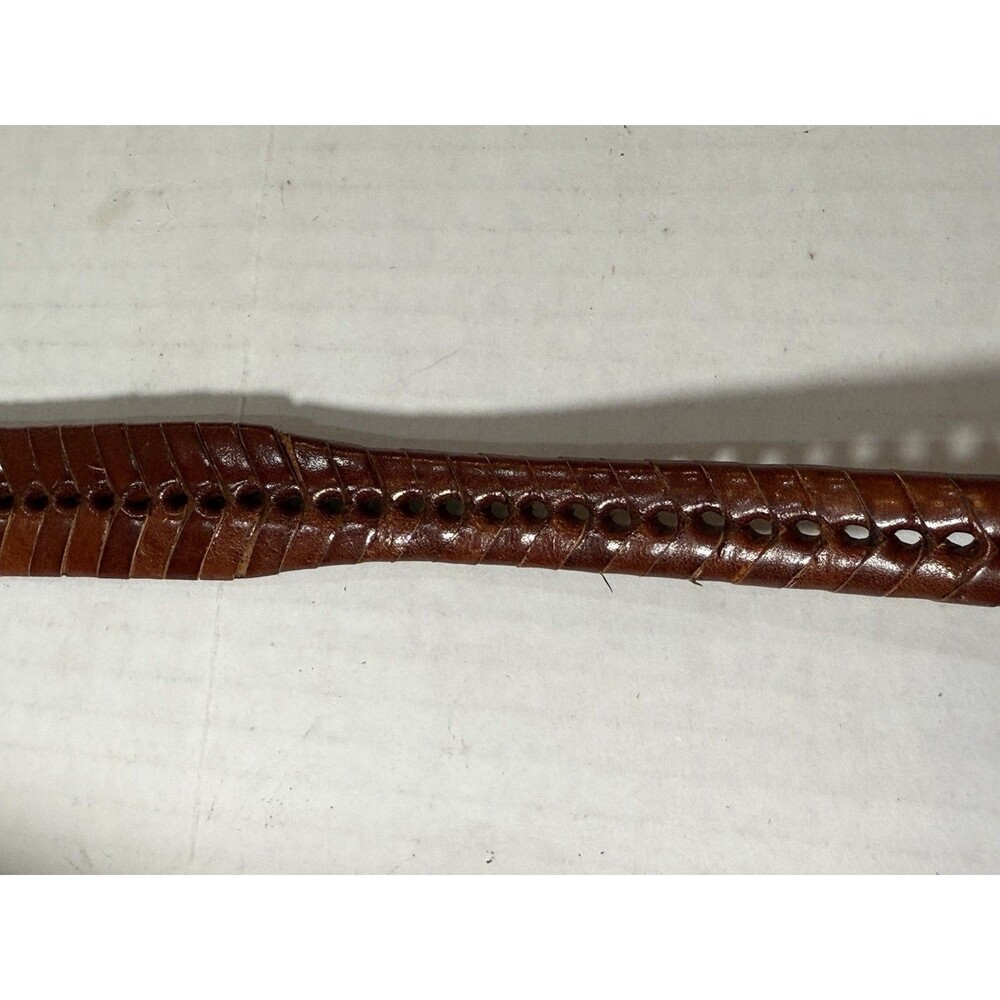 Vintage Braided Leather Belt Mens 42 Brown Gold  Brass Buckle Heritage Gentleman - Picture 15 of 16